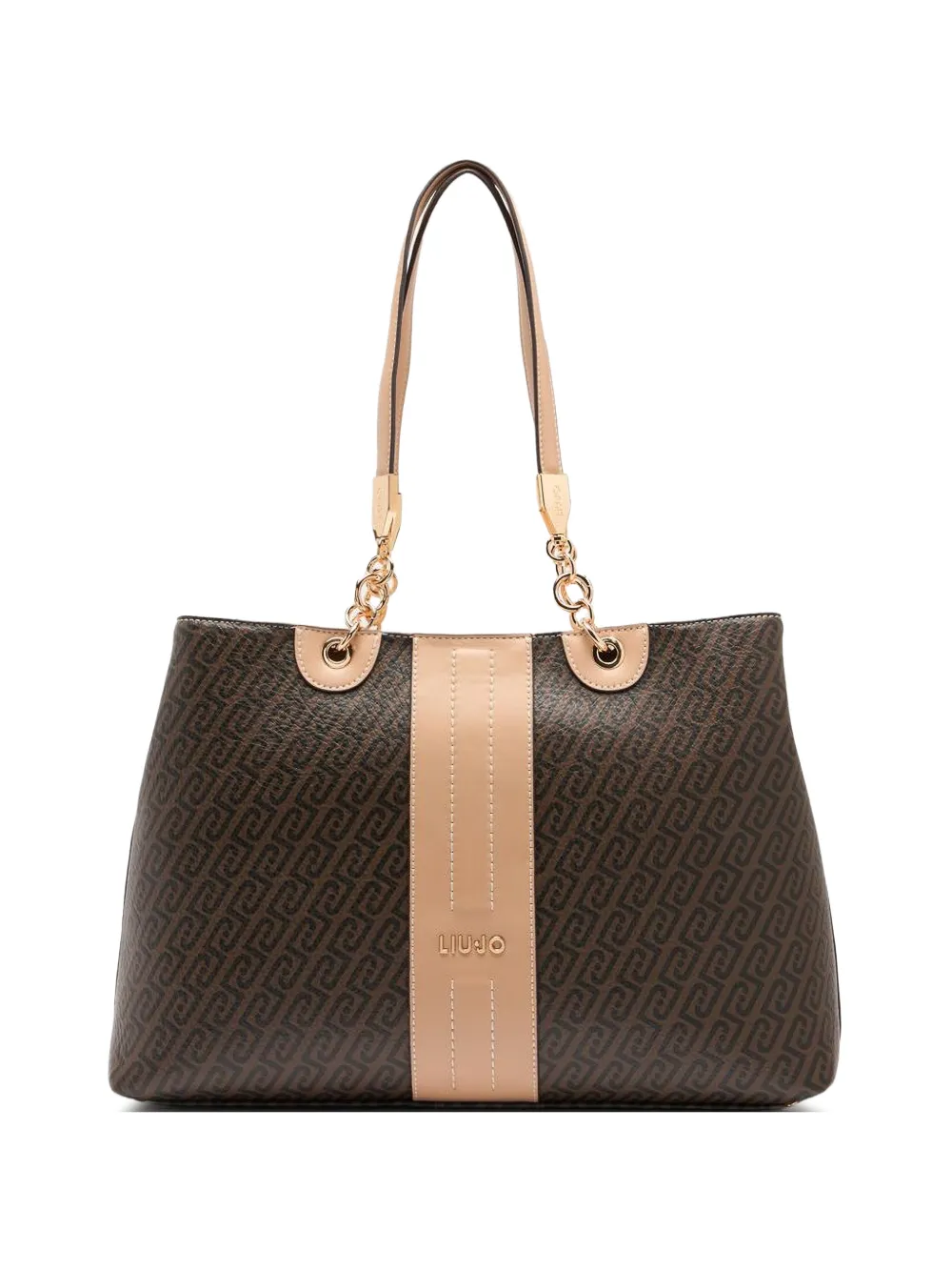 LIU JO medium monogram printed chain tote bag