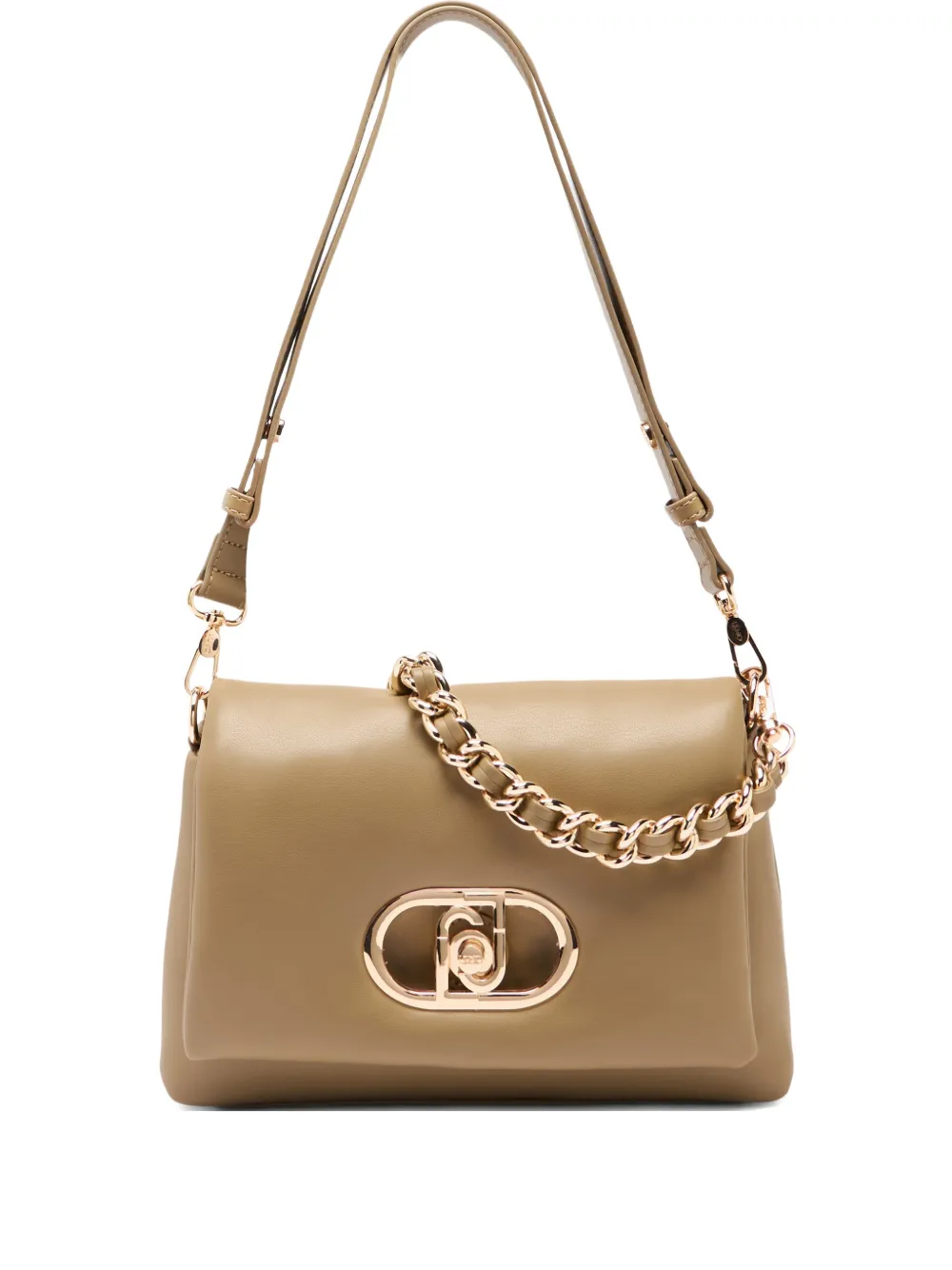 LIU JO LaPuffy medium braided chain logo crossbody bag - Toni neutri