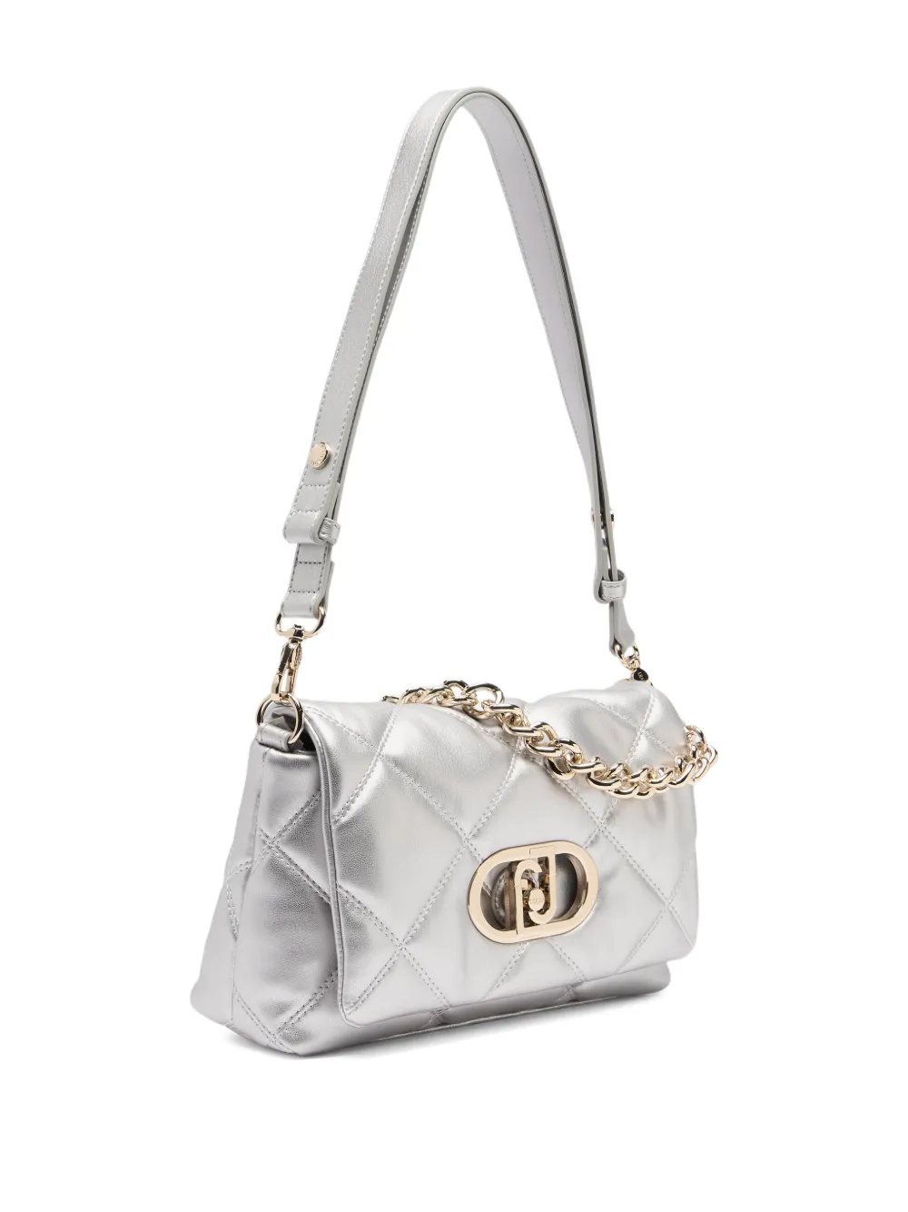 LIU JO LaPuffy medium quilted logo shoulder bag - Zilver