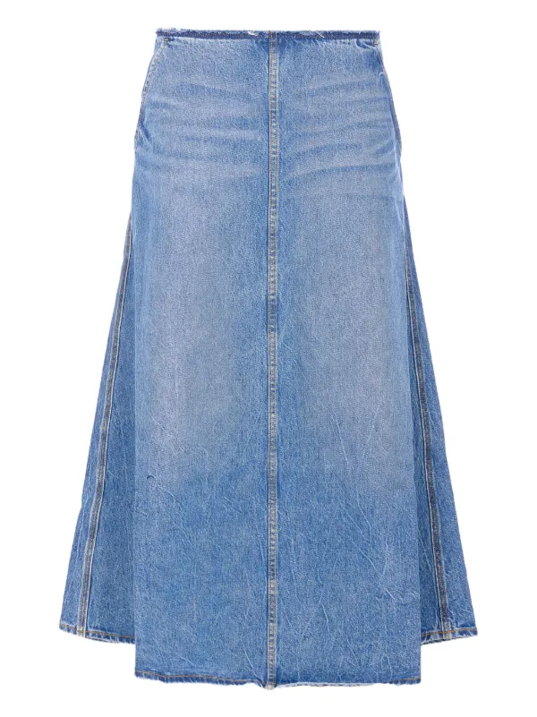 Alexander Wang A-line Denim Midi Skirt in Blue