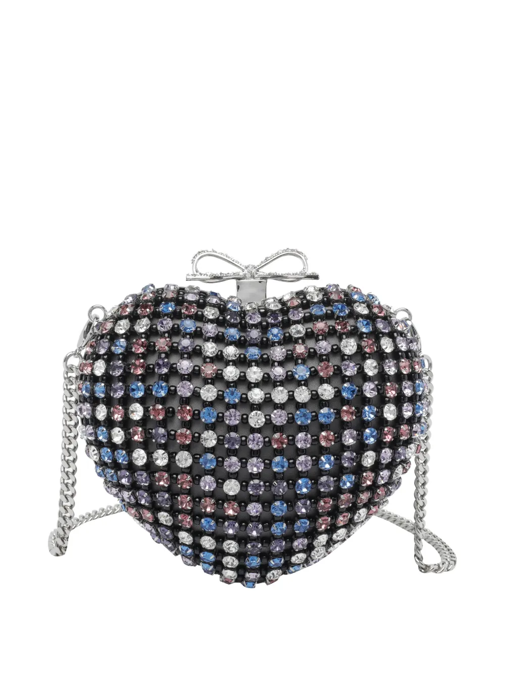 Self-Portrait heart-shaped mini clutch bag - Nero