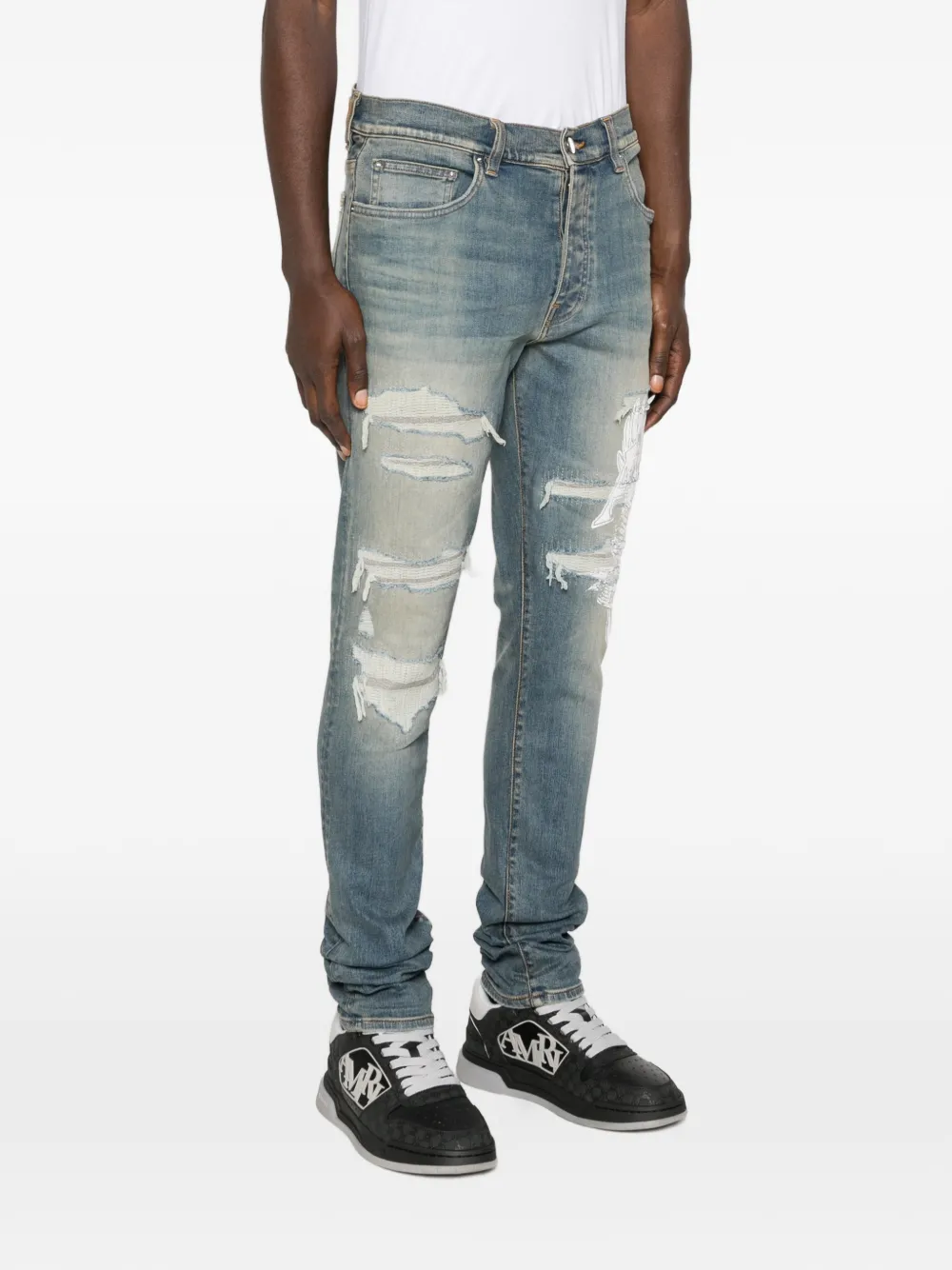  Amiri Ripped Print Jeans - Blue 