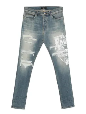 AMIRI ダメージ ジーンズ | ブルー | FARFETCH JP