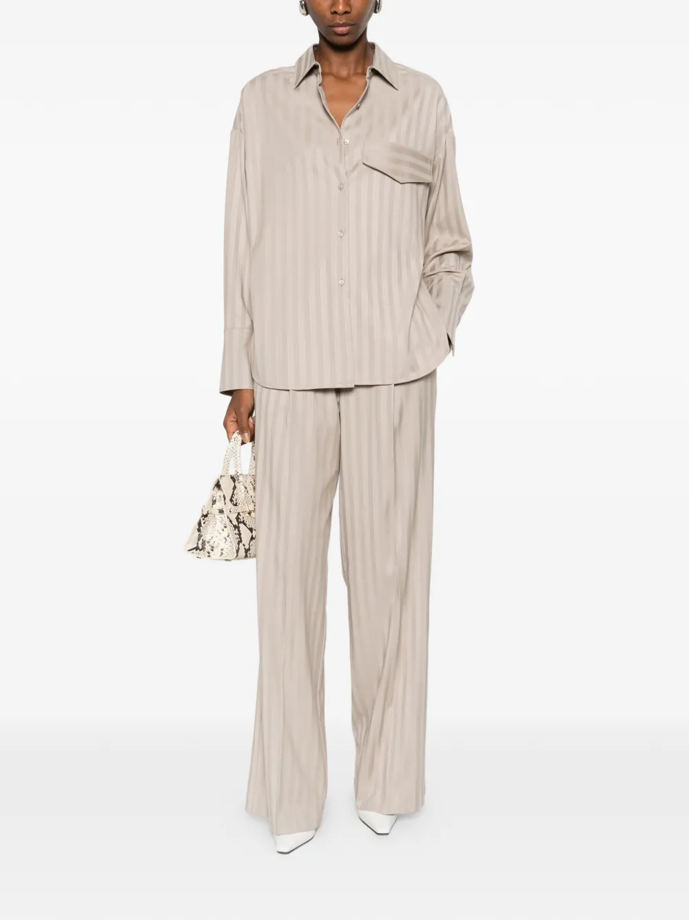 RAME striped-pattern pocket shirt - Beige