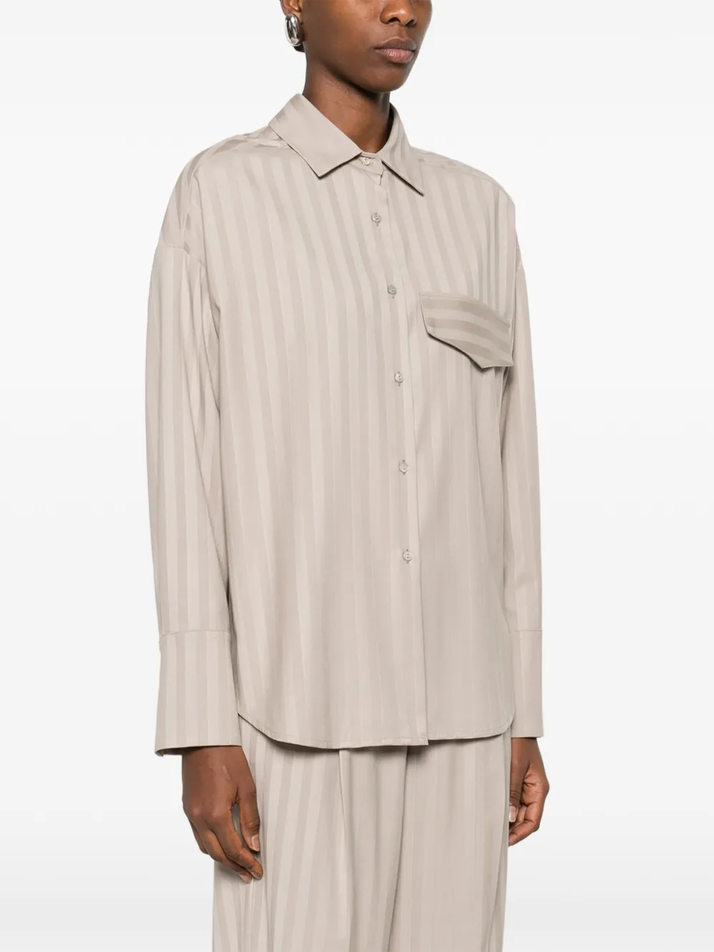  Rame Striped-pattern Pocket Shirt - Neutrals 