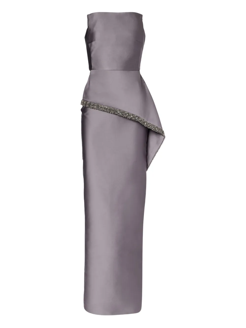 Roland Mouret square-neck crystal-trim gown - Grigio