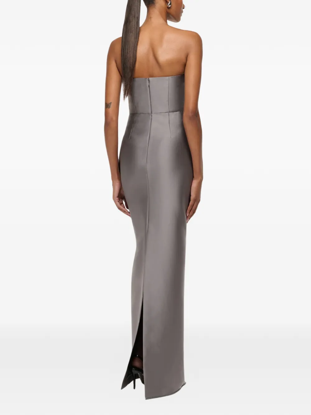 Roland Mouret Avondjurk met vierkante hals en kristallen afwerking Grijs