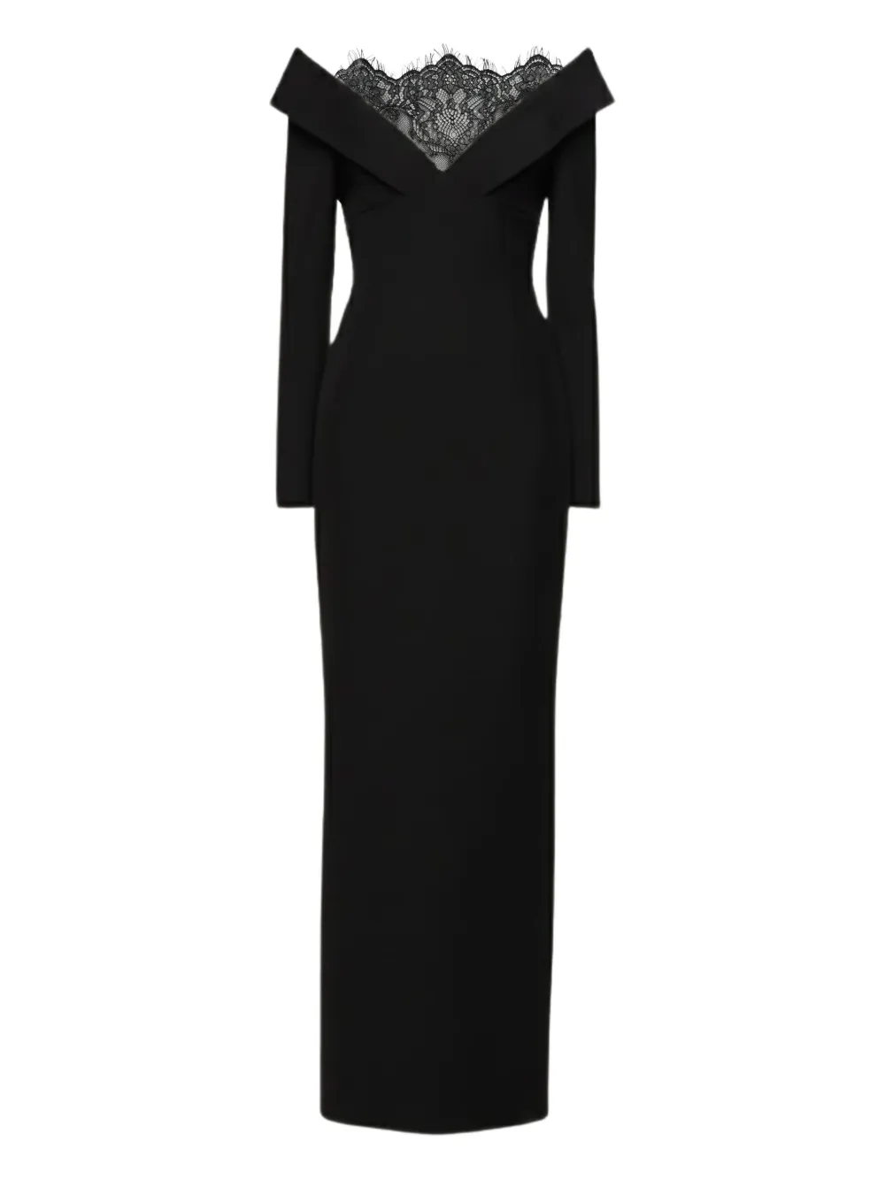 Roland Mouret lace-insert column gown - Black