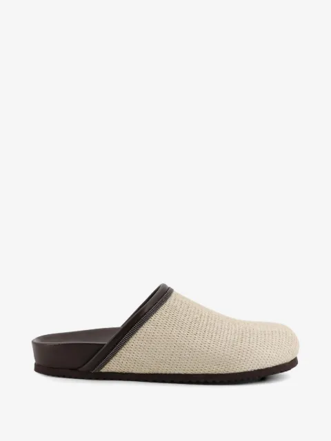 Brunello Cucinelli raffia woven mules