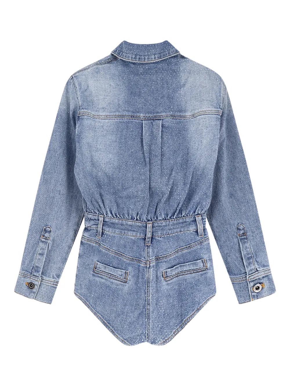 Self-Portrait pocket denim playsuit - Blauw