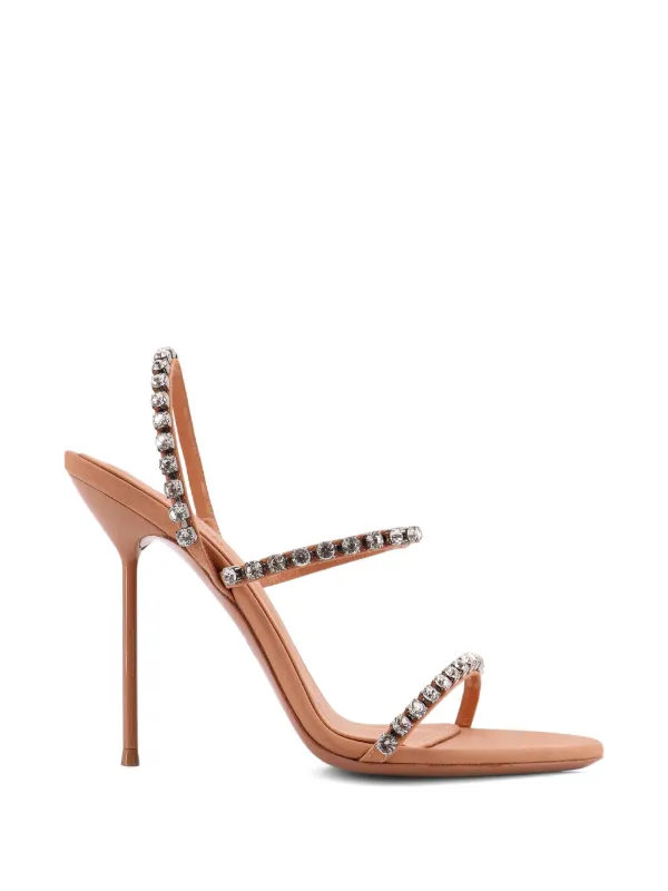 Paris Texas Crystal-embellished Stiletto-heel Sandals in Neutrals