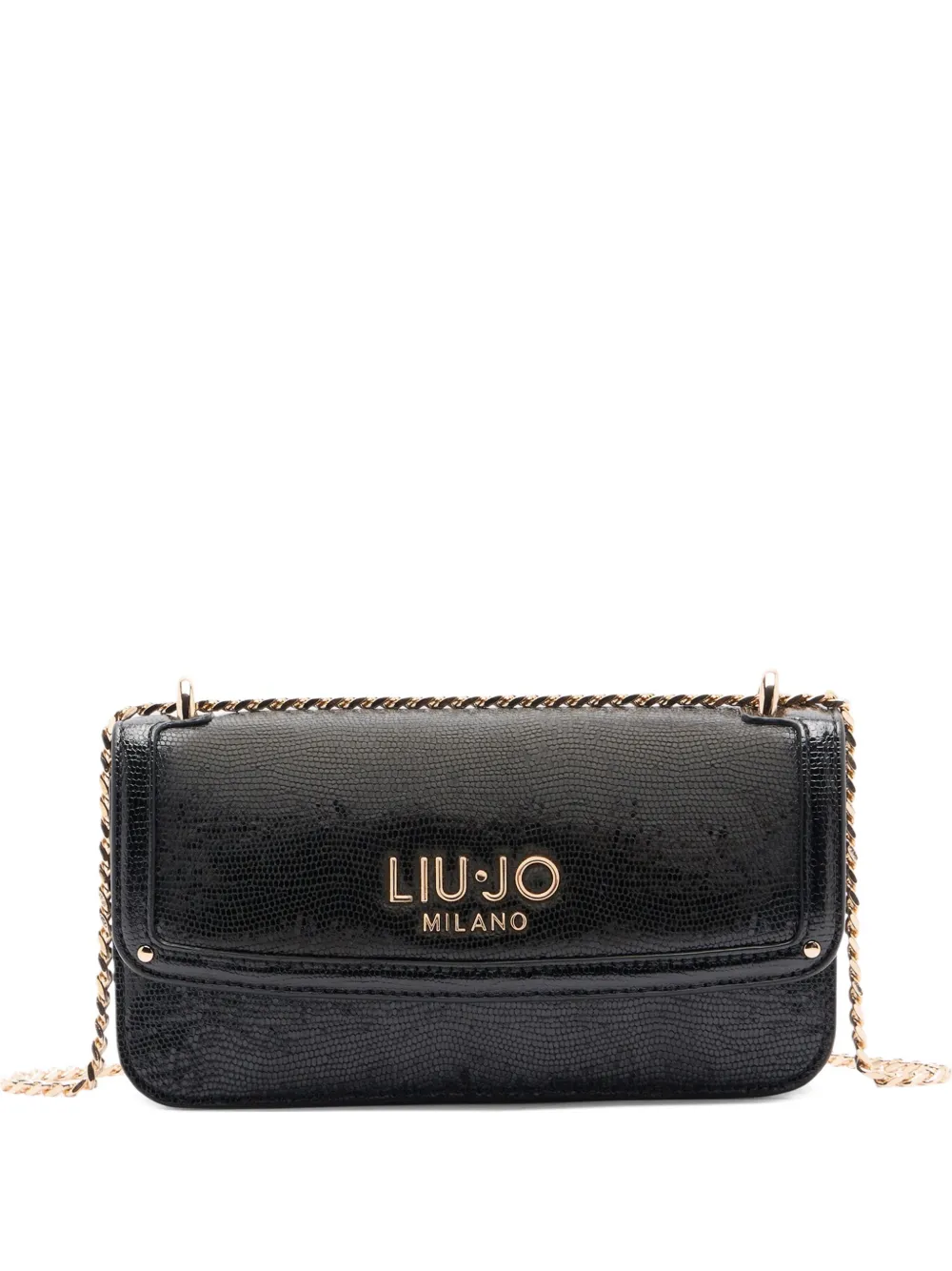 LIU JO small lizard effect chain satchel - Nero
