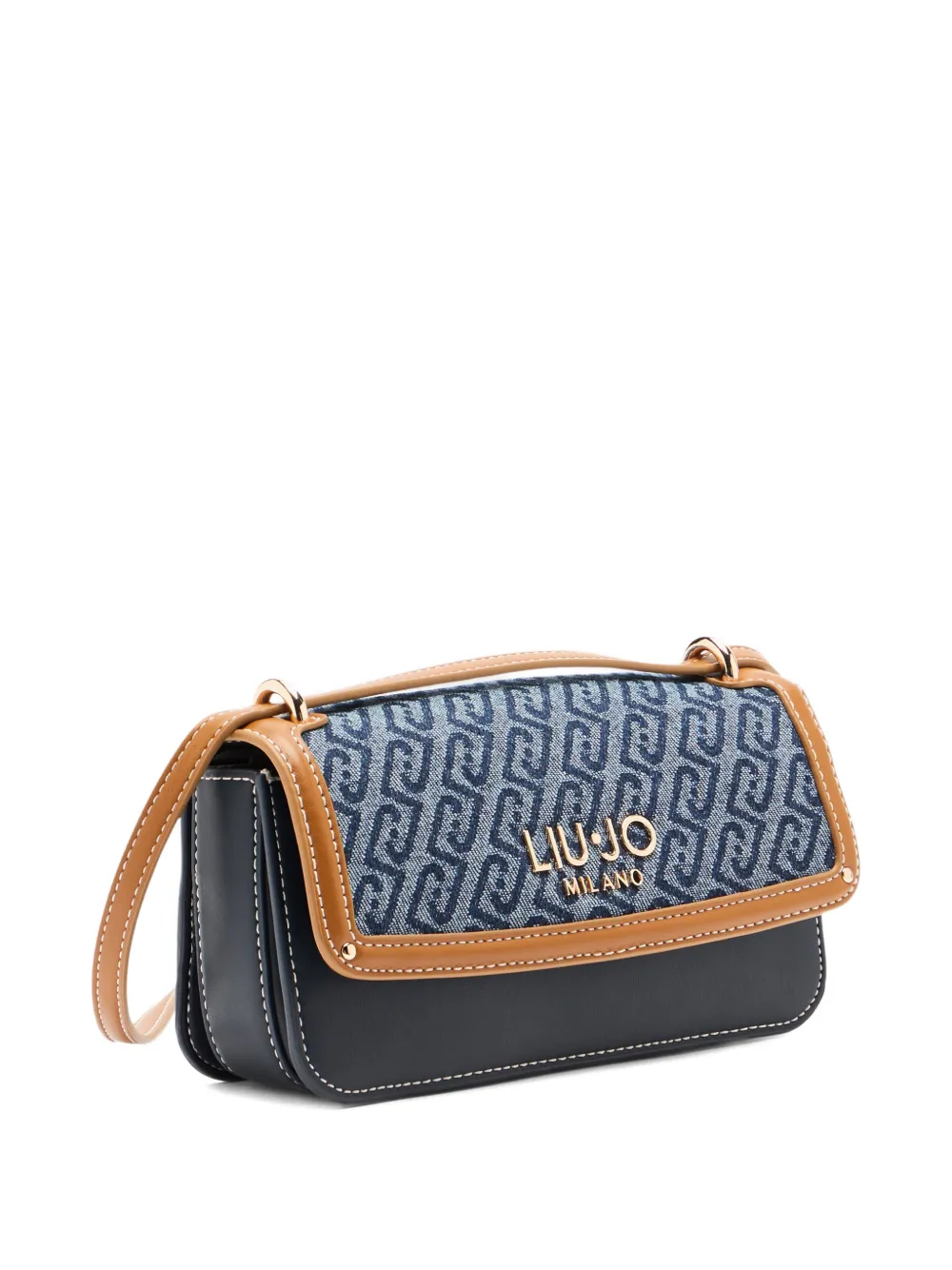  Liu Jo Small Jacquard Flap Crossbody Bag - Blue 