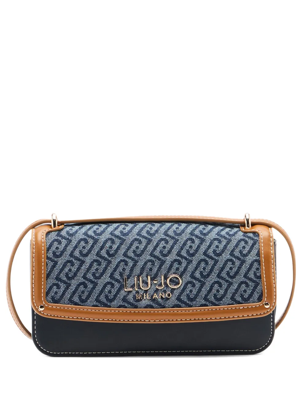 LIU JO small jacquard flap crossbody bag - Blu