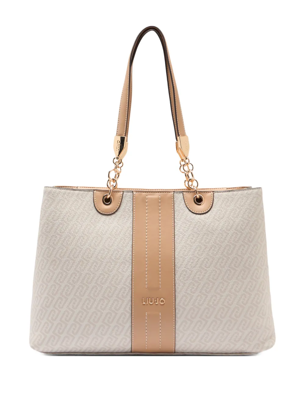 LIU JO monogram logo drummed effect tote bag - Toni neutri