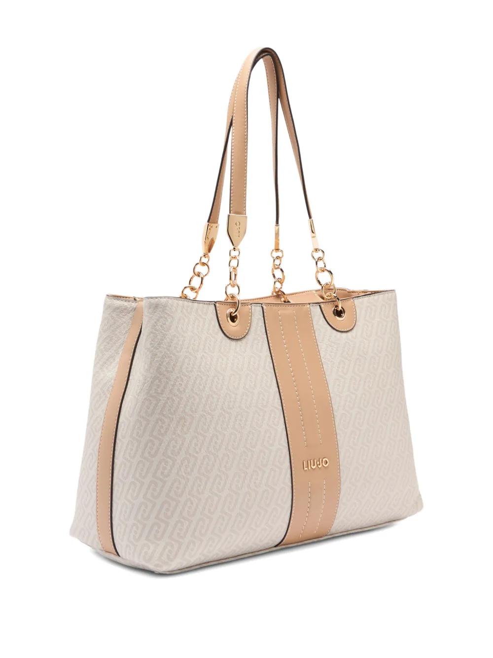  Liu Jo Monogram Logo Drummed Effect Tote Bag - Neutrals 