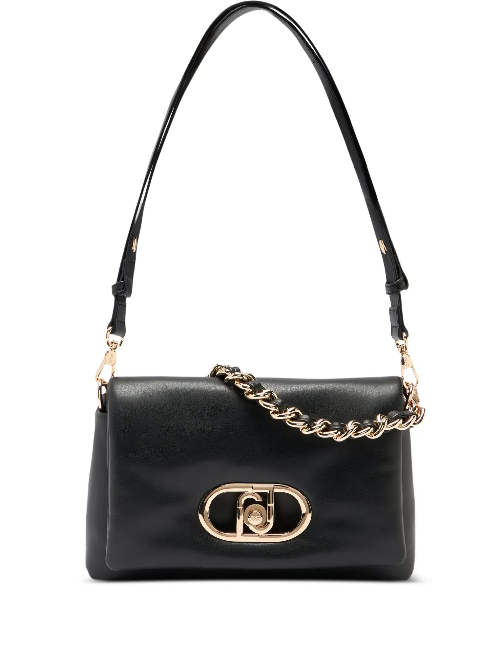 LIU JO LaPuffy medium chain strap logo shoulder bag - Nero