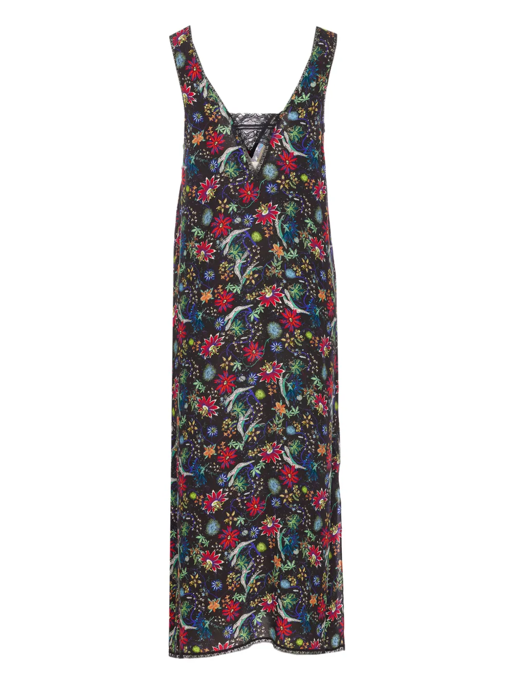 Zadig&Voltaire Renzo lace-panel floral-print maxi dress - Zwart