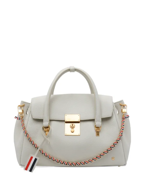 Thom Browne Bolton Bag in Soft Pebble Grain Leather in Neutrals
