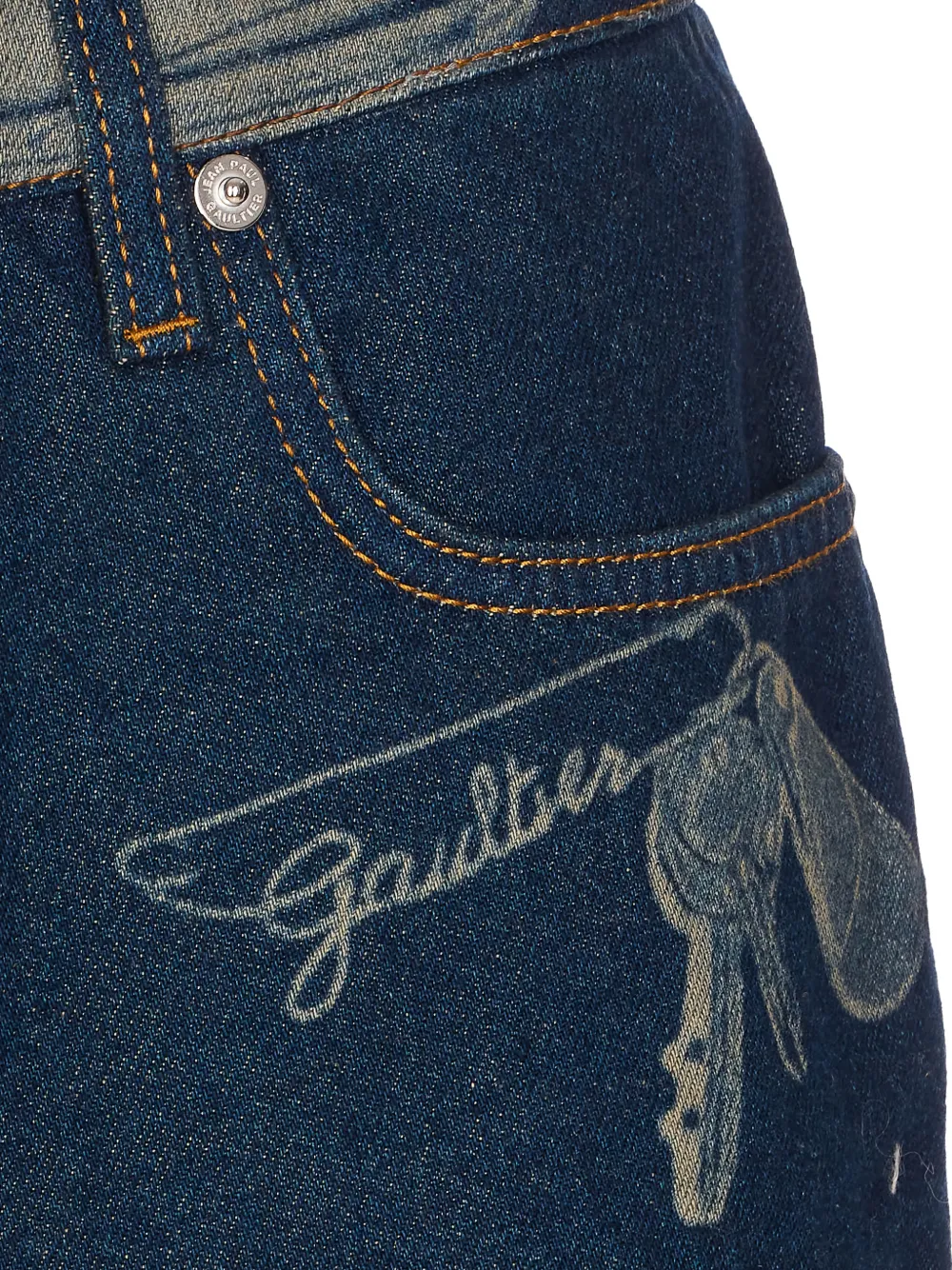 Jean Paul Gaultier Denim shorts met print Blauw