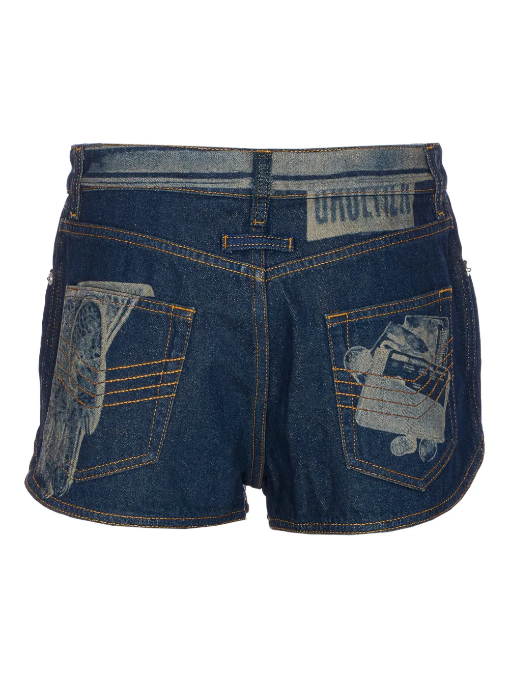 Jean Paul Gaultier denim printed mini shorts - Blauw