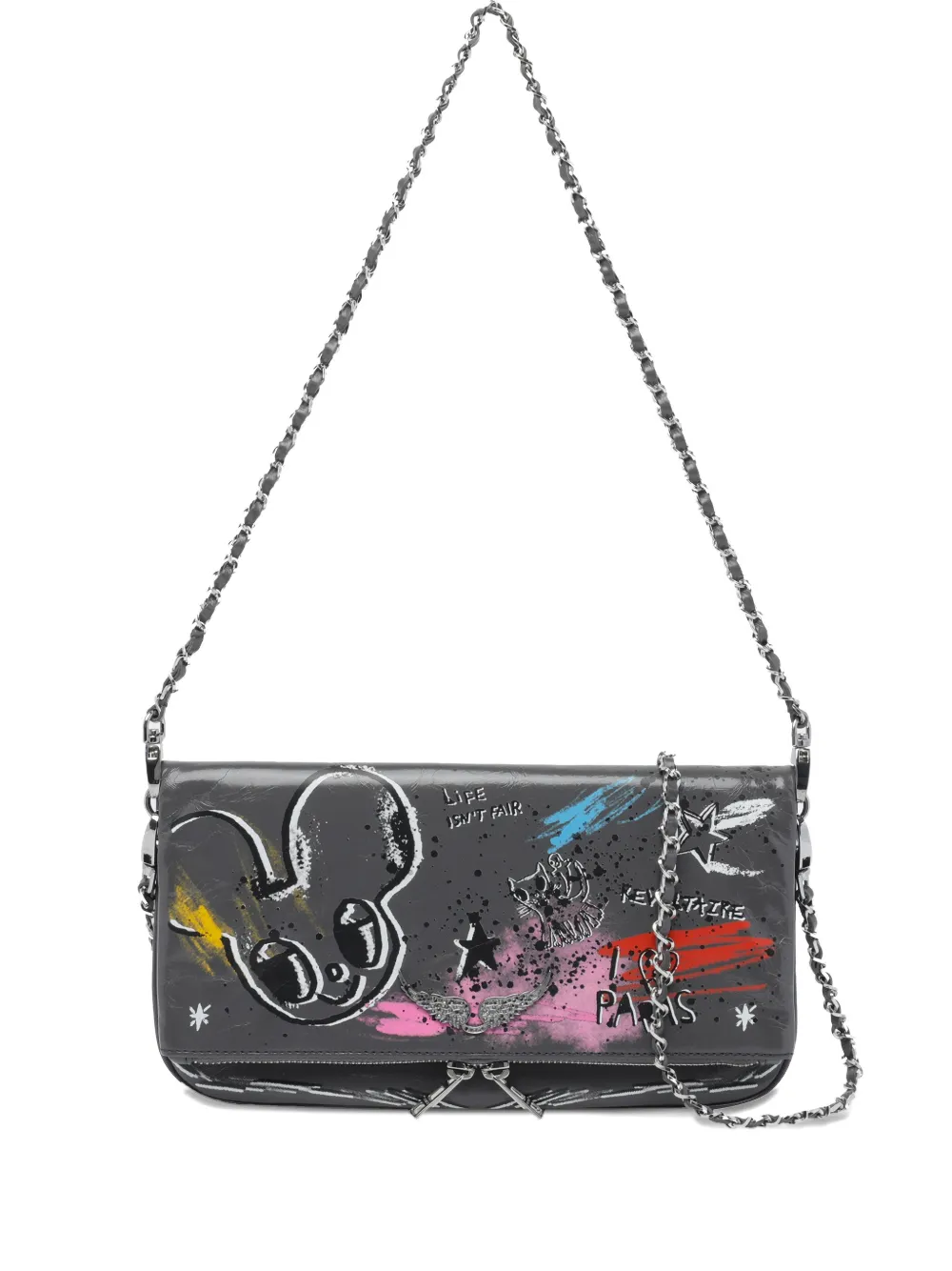Zadig&Voltaire x Humberto Cruz Rock Humberto graffiti shoulder bag - Grigio