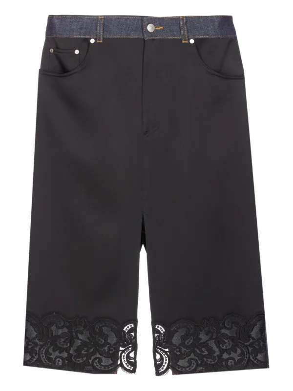 Stella McCartney Lace-trim Midi Skirt in Black