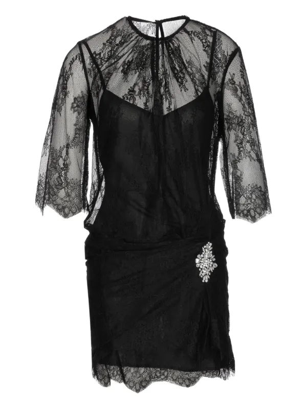Liu Jo Short Chantilly Lace Dress, Black, 44