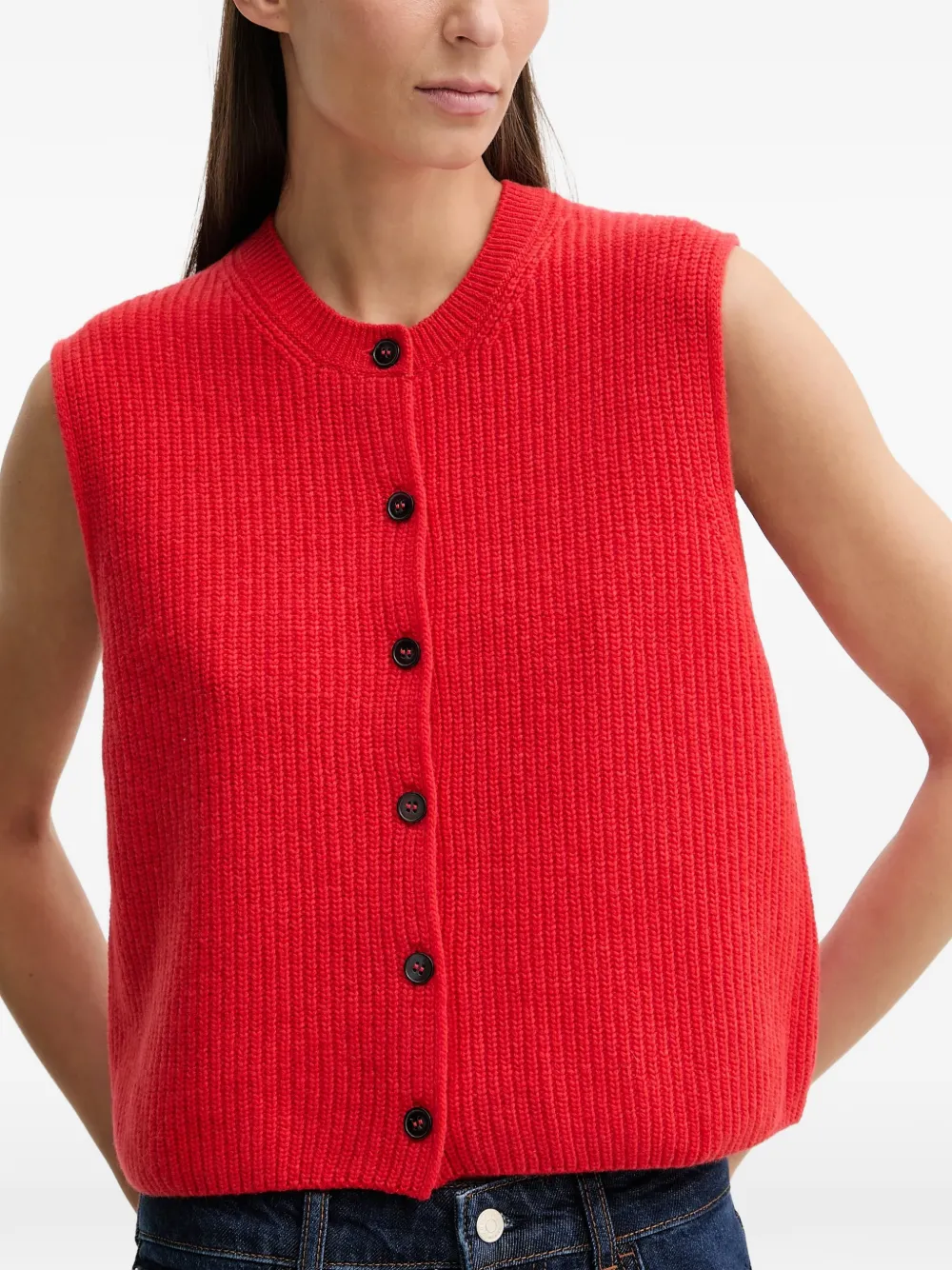 Marc O'Polo Gebreide top met knopen Rood