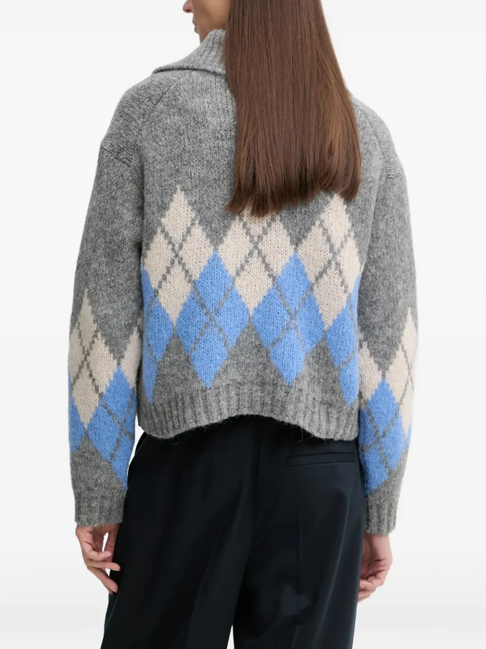 Marc O'polo Argyle Button Cardigan In Gray