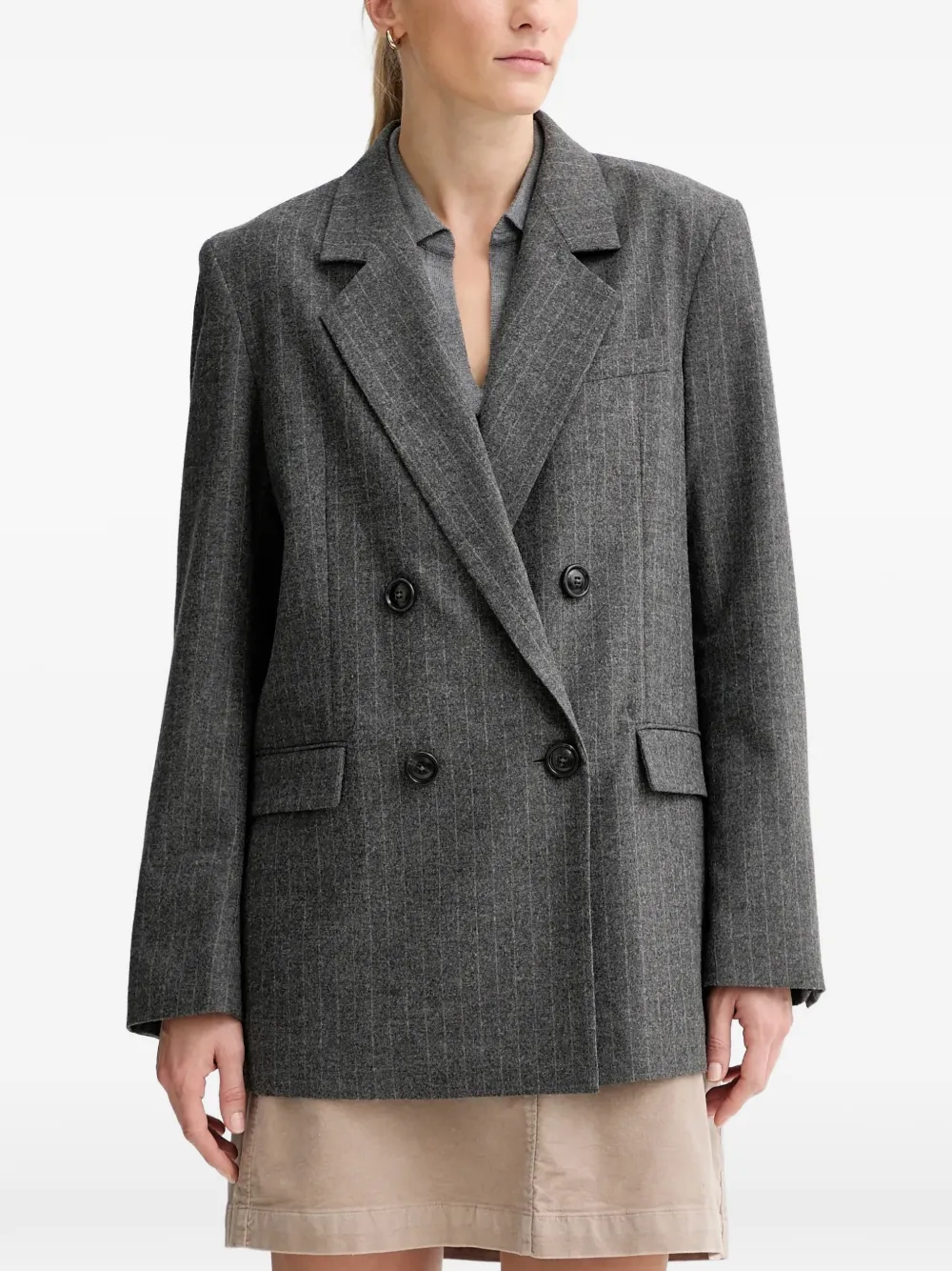 Marc O'Polo double-breasted pinstripe blazer - Grigio