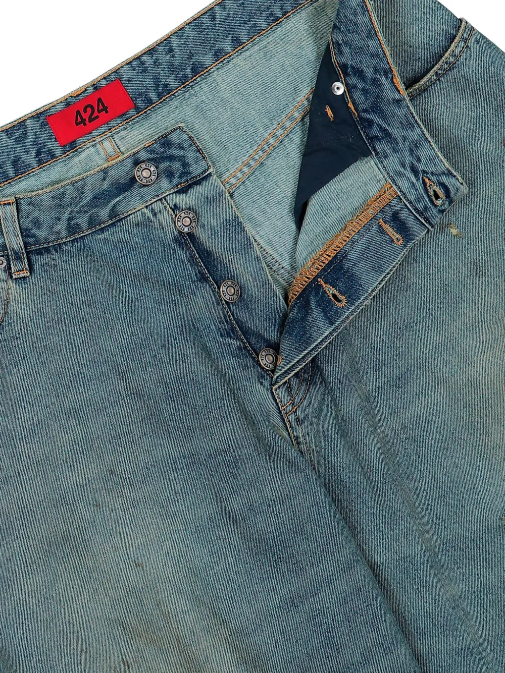424 Gerafelde jeans Blauw