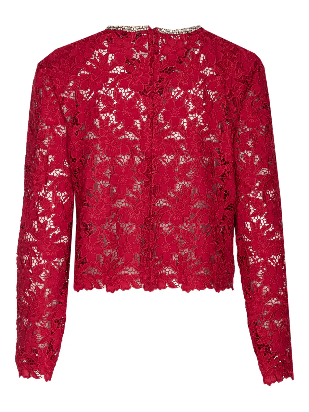 Self-portrait Embellished Guipure Lace Top In Red