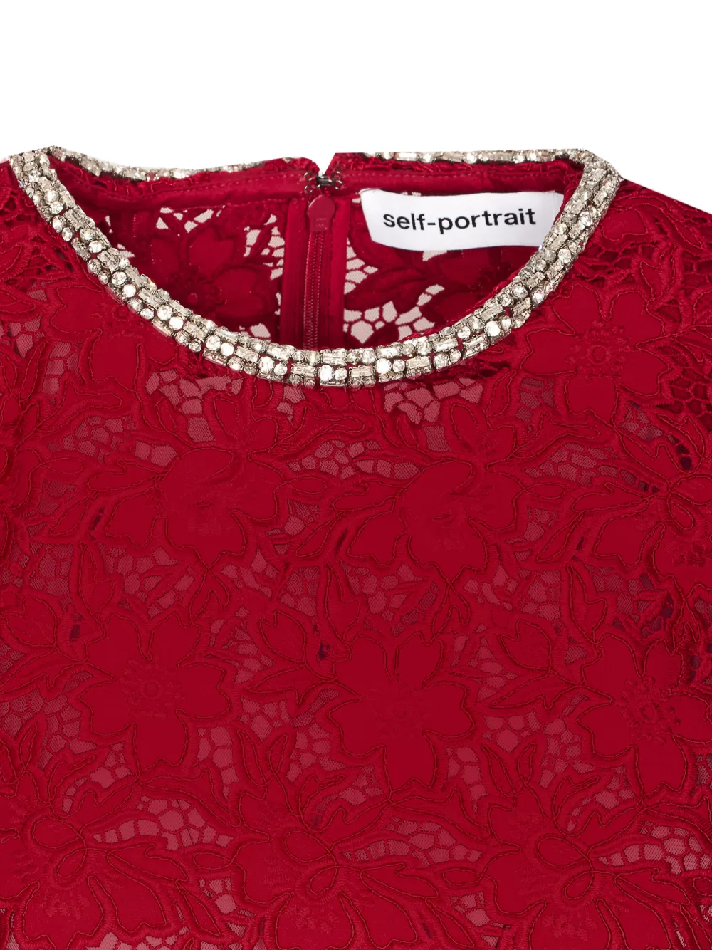 Crystal-Collar Lace Blouse