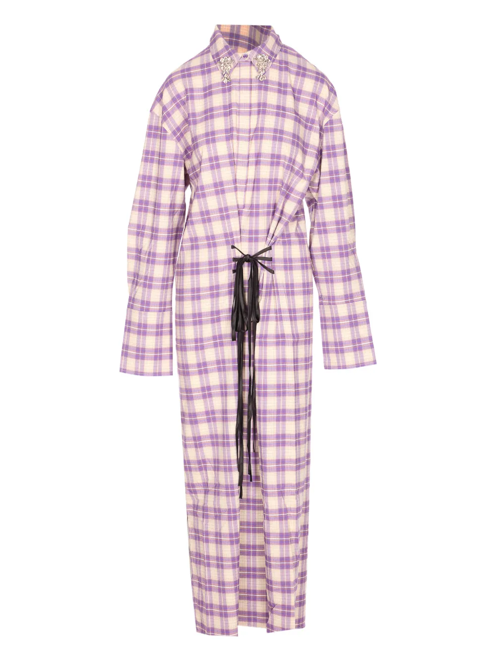 Essentiel Antwerp checked crystal-embellished midi dress | Purple | Image 1