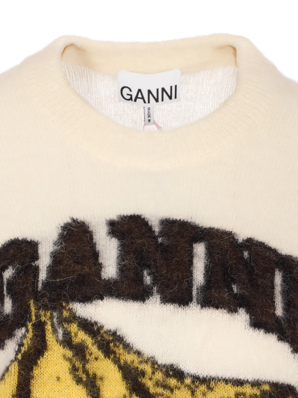 GANNI T-shirt met banaanprint Beige