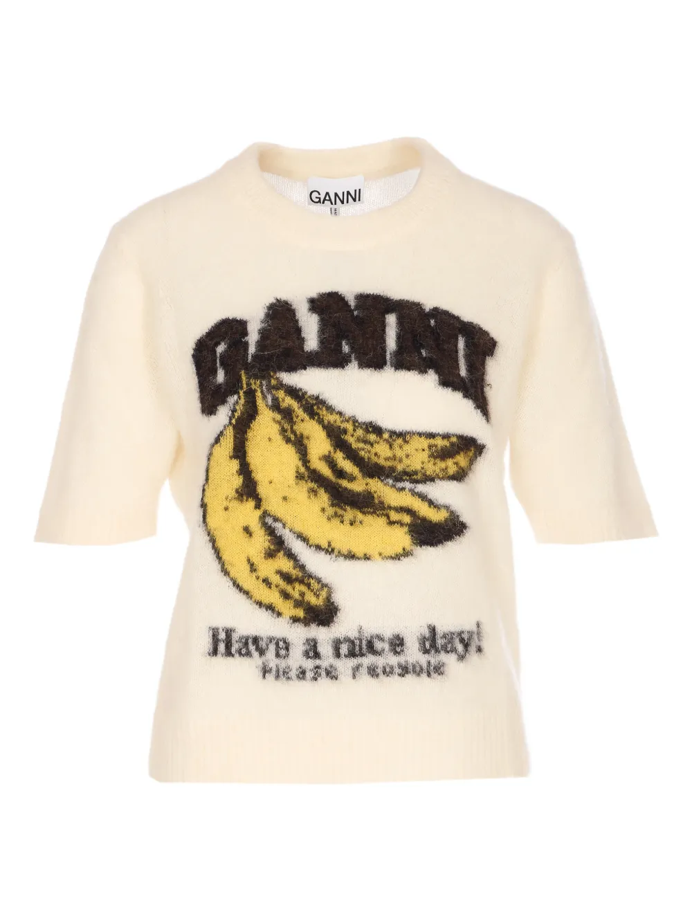 GANNI banana-graphic T-shirt - Toni neutri