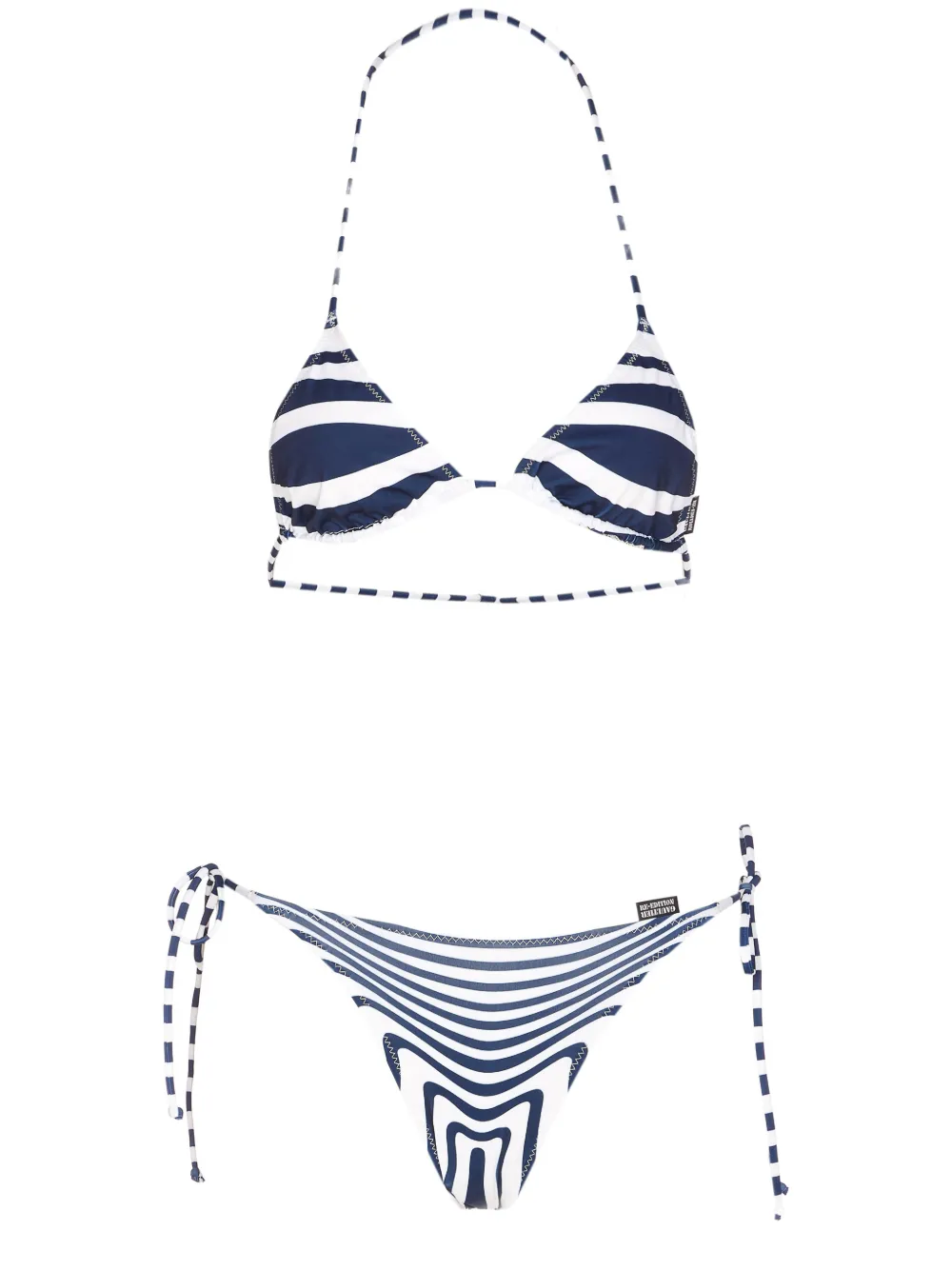 Jean Paul Gaultier striped lace-up bikini - Bianco