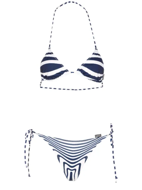 Jean Paul Gaultier striped lace-up bikini