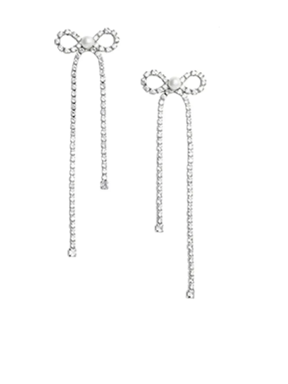 Self-Portrait crystal-bow earrings - Argento