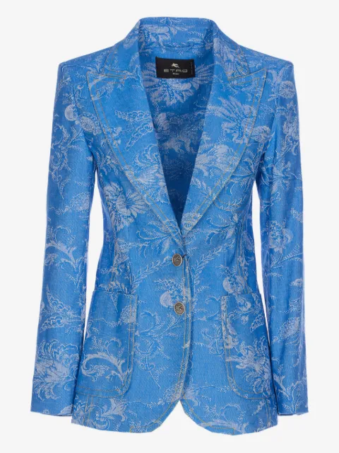 ETRO Einreihige Jeansjacke mit Blumenmotiv