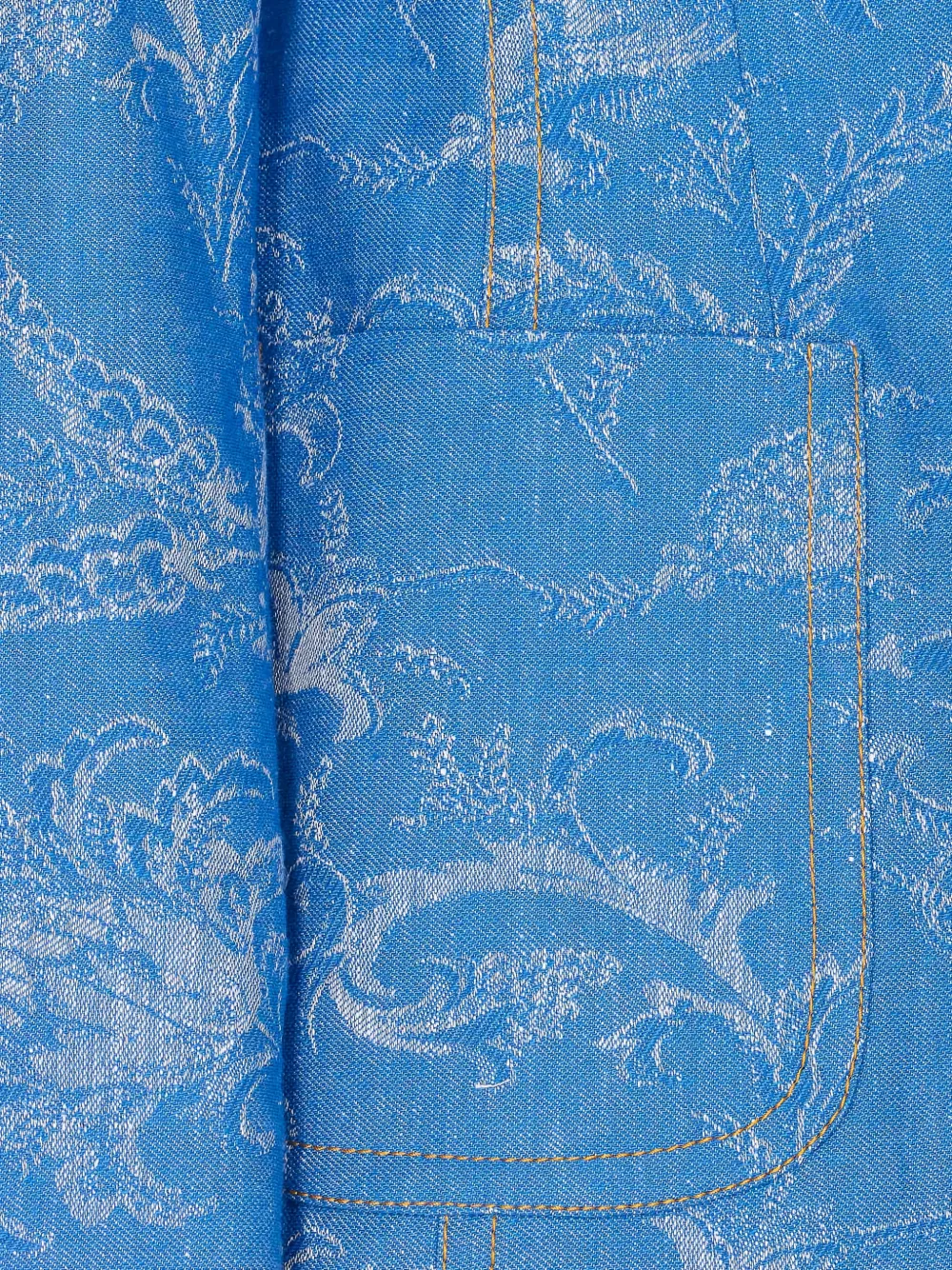 ETRO Linnen en katoenen jack met enkele rij knopen en bloemen-patroon Blauw