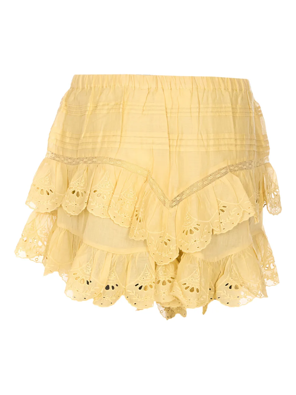 MARANT ÉTOILE Jocadia embroidered ruffled mini skirt - Geel