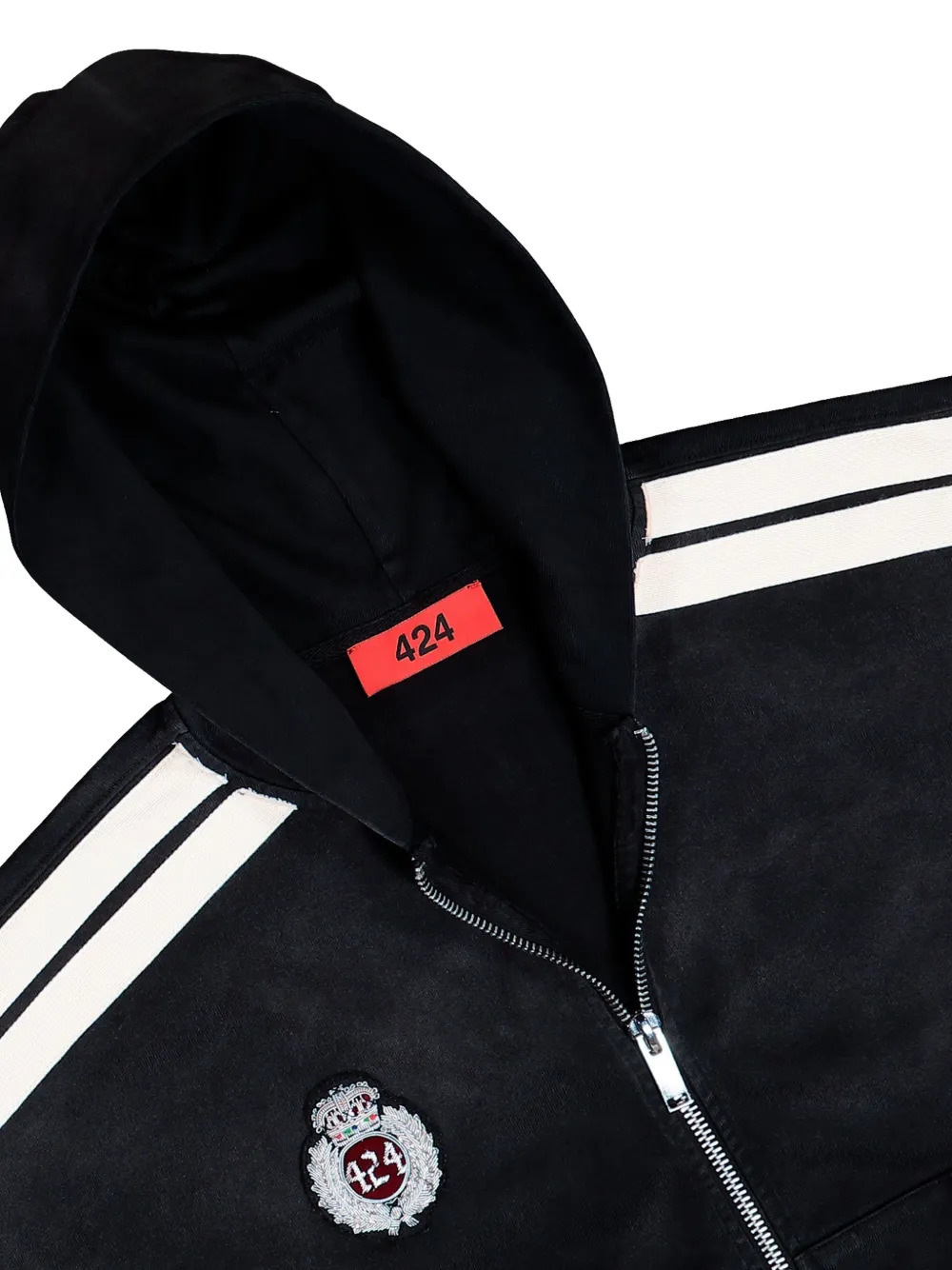 424 Zip Up Academy Hoodie | Black | FARFETCH