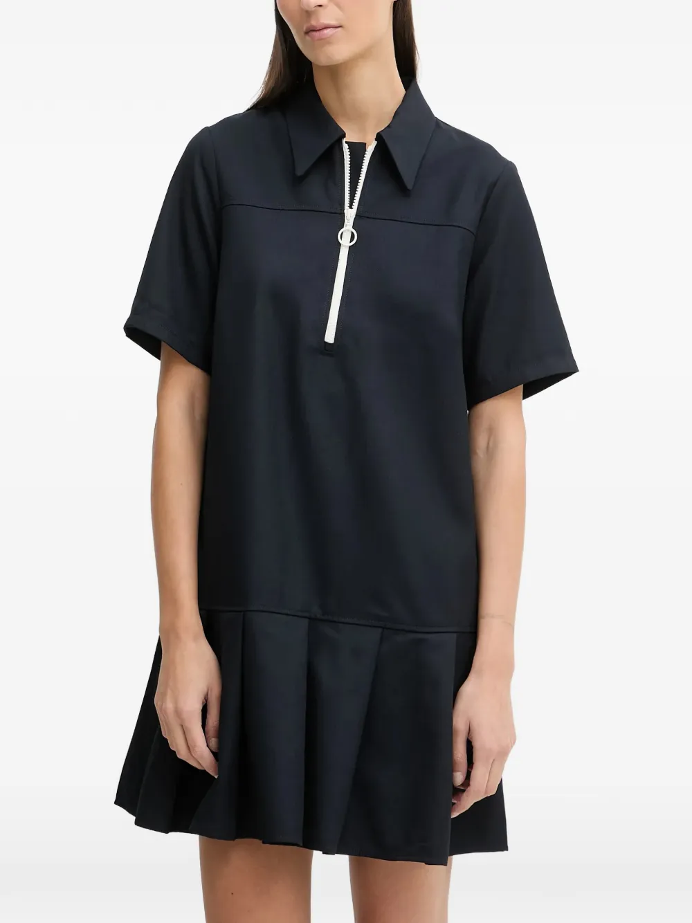 Marc O'Polo zip-neck pleated mini dress - Blu