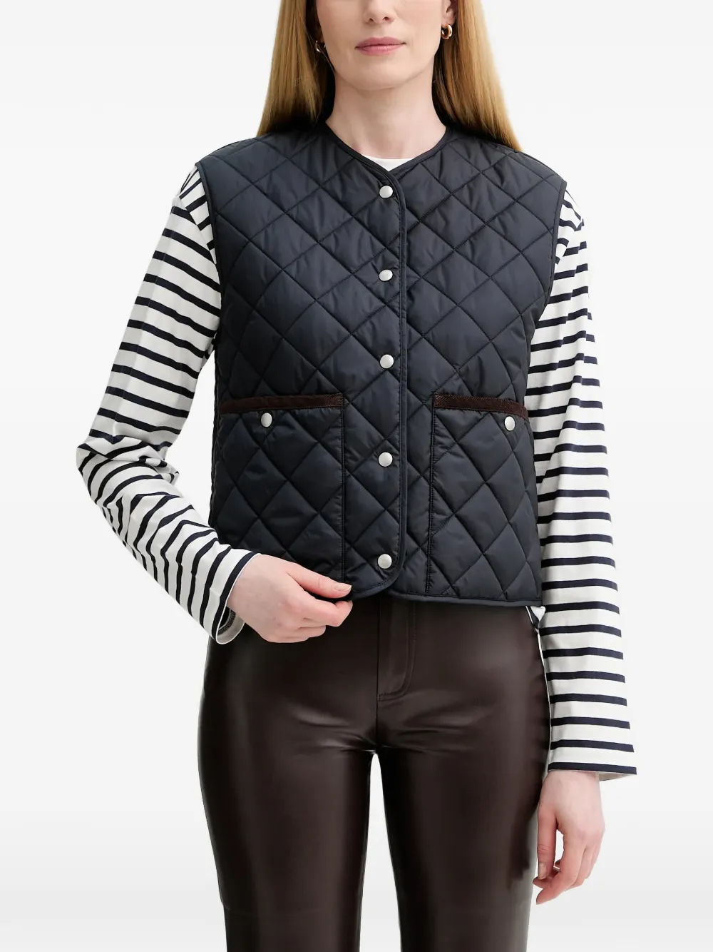 Marc O'polo Quilted Buttoned Gilet In Blue
