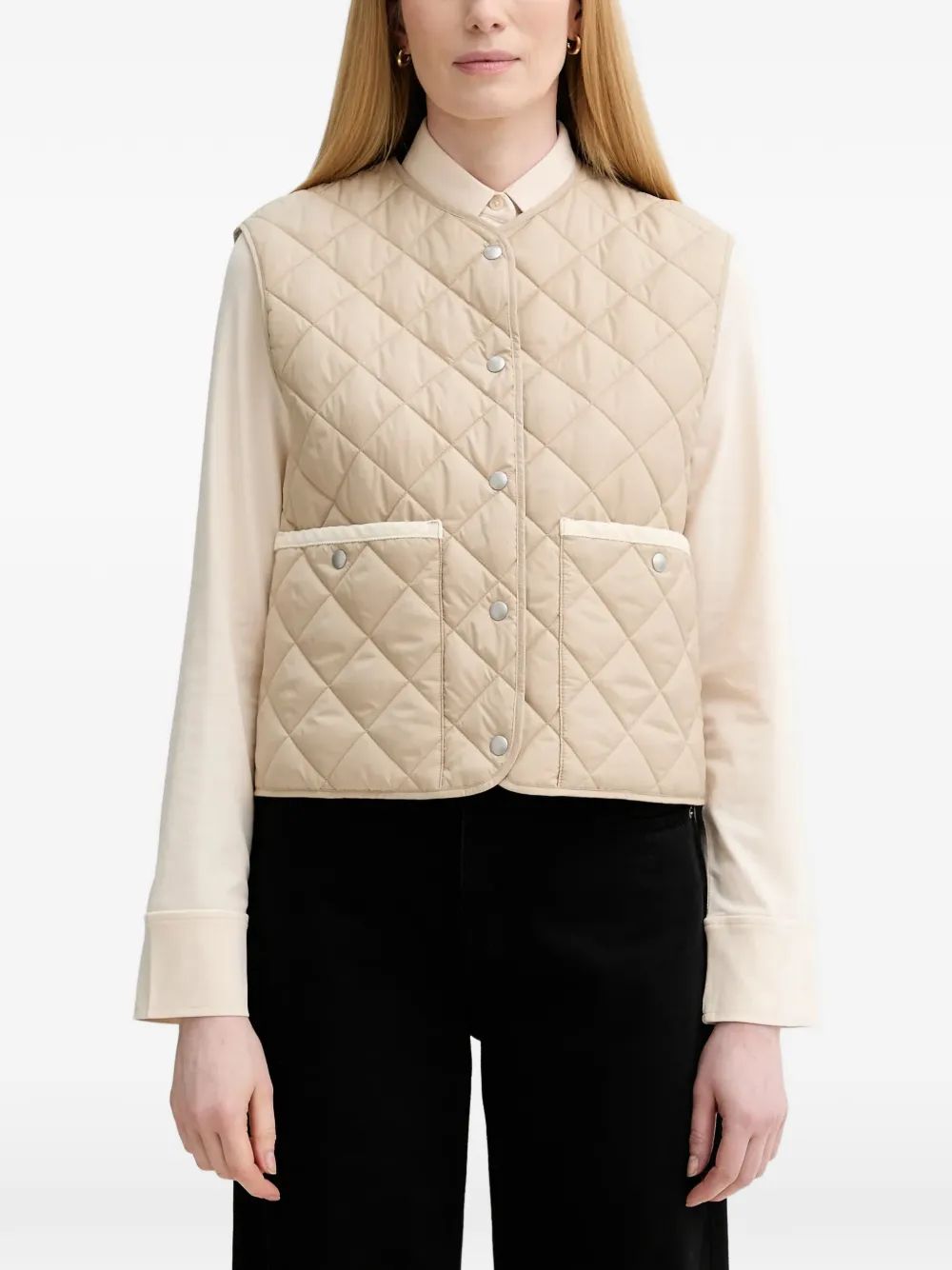 Marc O'polo Quilted Buttoned Gilet In Neutral