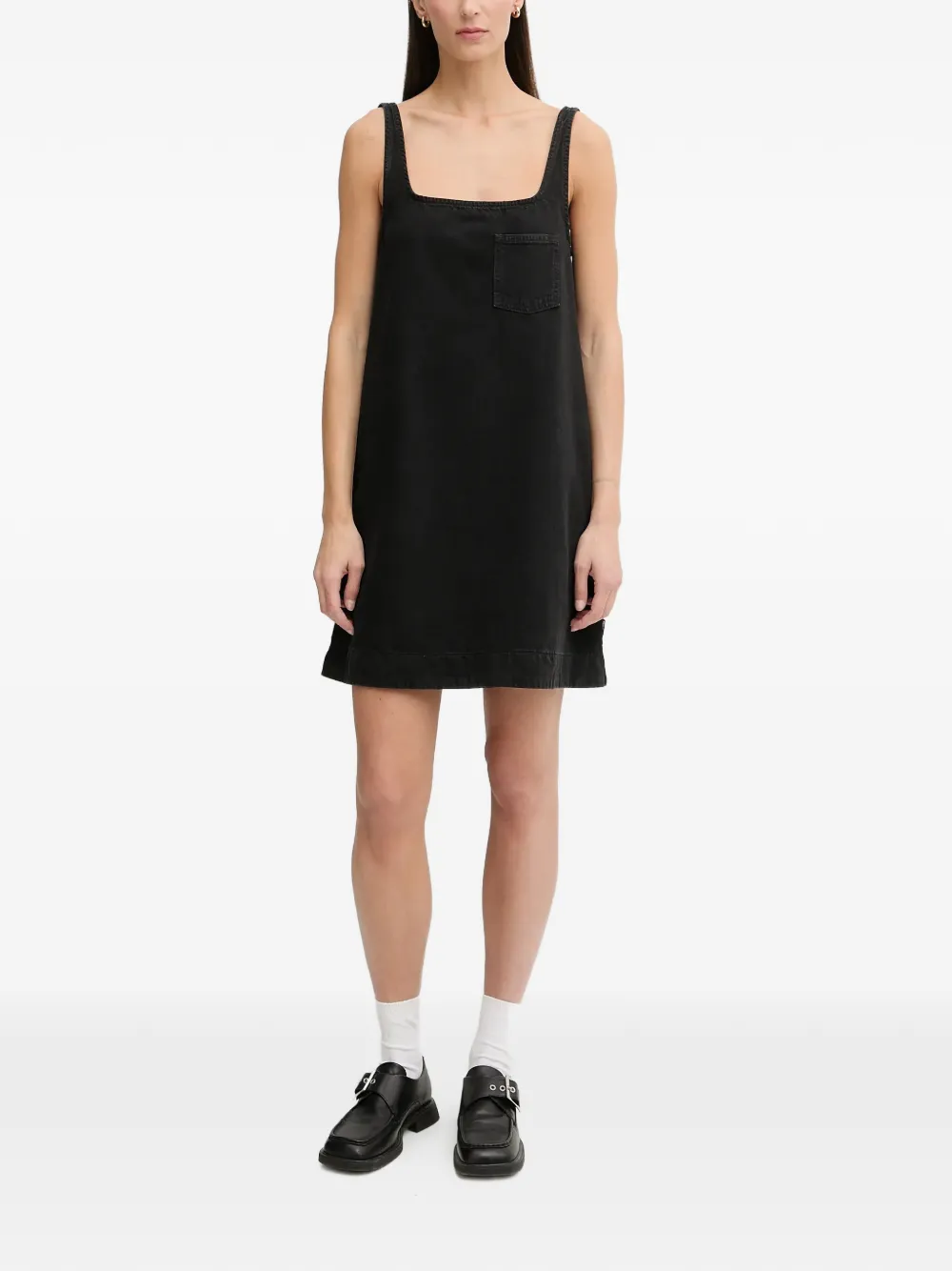 Marc O'Polo chest-pocket square-neck mini dress - Nero