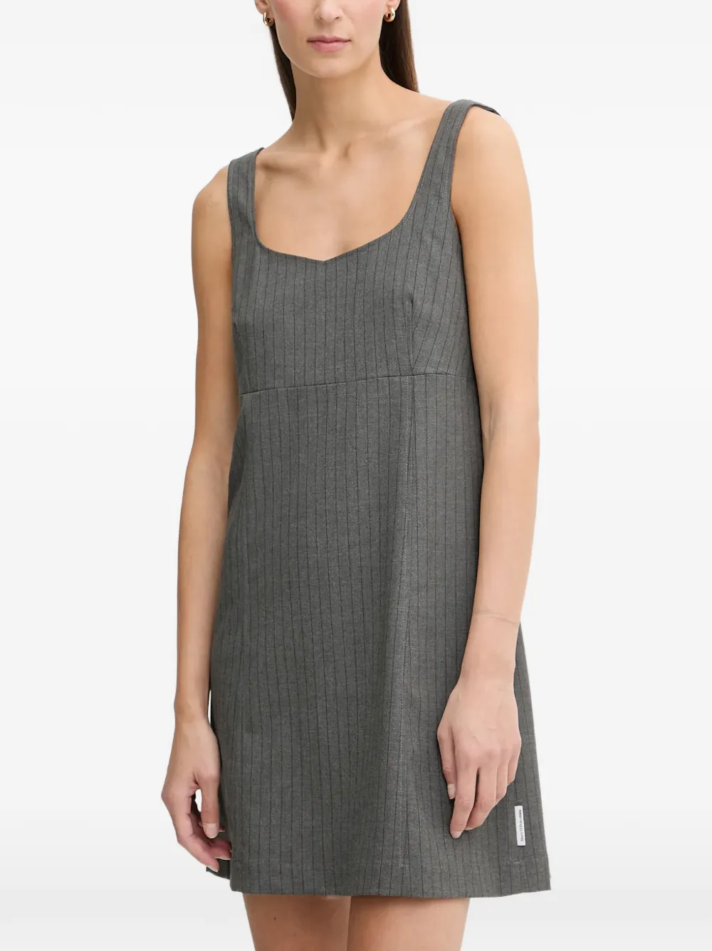 Marc O'Polo sweetheart-neck stripe-pattern mini dress - Grigio