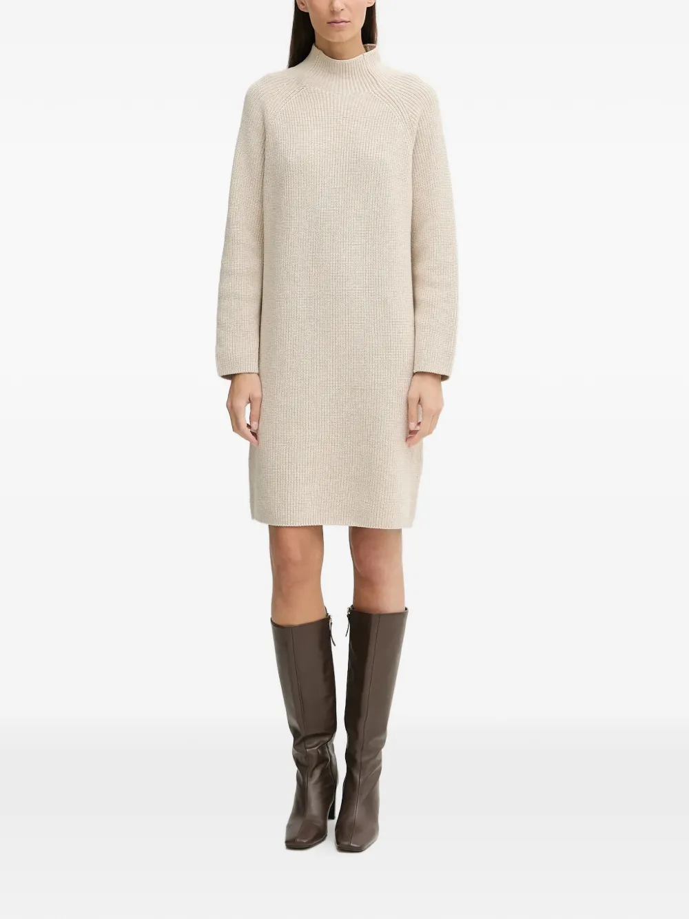Marc O'Polo high-neck ribbed dress - Beige
